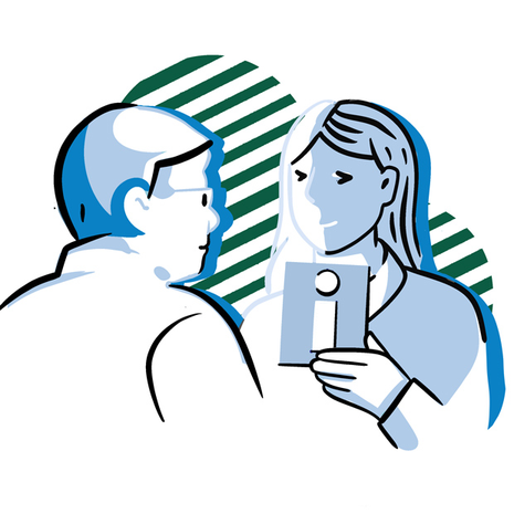 Illustration von zwei Personen im Gespräch